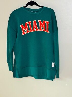 Pressbox Green Crewneck with Orange Logo Trimmed in Gold